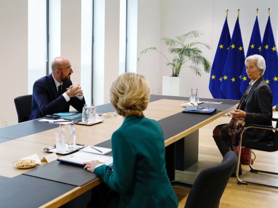 Charles Michel, Ursula von der Leyen, Christine Lagarde, foto Copyright European union