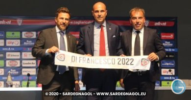 Eusebio Di Francesco, Tommaso Giulini, Pierluigi Carta, foto Sardegnagol riproduzione riservata, 2020 Gabriele Frongia