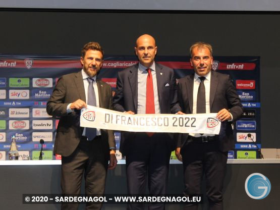 Eusebio Di Francesco, Tommaso Giulini, Pierluigi Carta, foto Sardegnagol riproduzione riservata, 2020 Gabriele Frongia