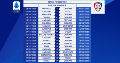 Calendario Serie A 2020/2021, Cagliari Calcio