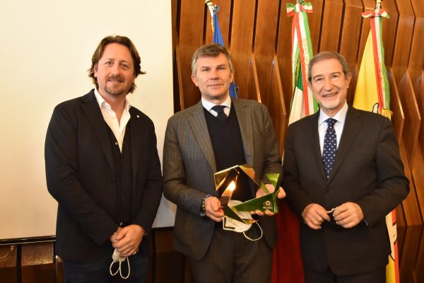 Manlio Messina, Nello Musumeci, Paolo Bellino, foto Andrea Di Grazia/LaPresse