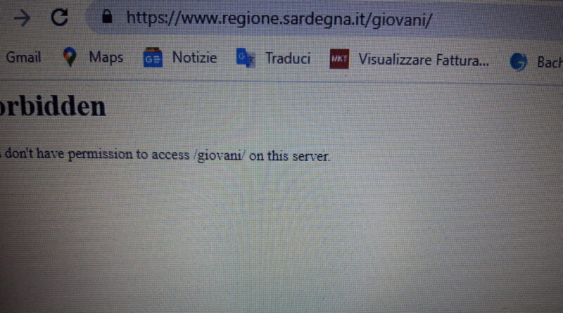 La pagina del sito della Regione Sardegna dedicata ai giovani