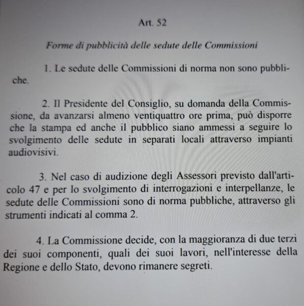 L'articolo sulla pubblicità dei lavori