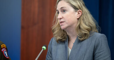 Director of Military Accessions Policy Katie Helland speaks to members of the press during the fiscal year 2025 recruiting objectives at the Pentagon, Washington, D.C., Oct. 30, 2024. (DoD photo by U.S. Air Force Tech. Sgt. Jack Sanders).